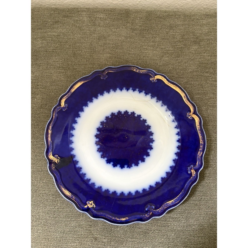 Antique Flow Blue 8" Plate Backstamped THE MARQUIS Grindley England